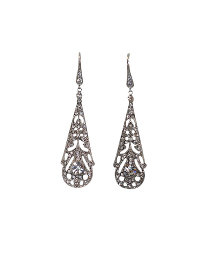 Art Deco Chandelier Wedding Earrings | Silver Moon