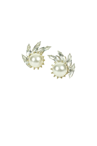 Ti Adoro Crystal and Pearl Stud Wedding Earrings | Silver Moon