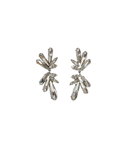 Crystal Navette Statement Wedding Earrings | Silver Moon