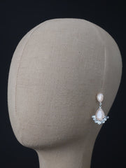 Blush Deco Drop Wedding Earrings | Silver Moon | Head