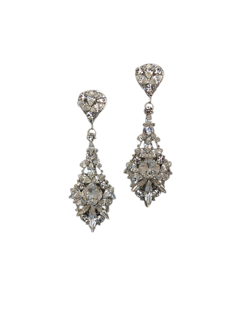Crystal Chandelier Statement Wedding Earrings | Silver Moon