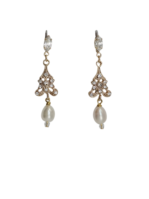 Art deco pearl earrings discount
